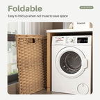 Collapsible Rattan Laundry Hamper for Laundry Room