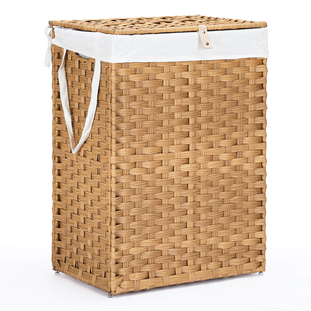 Collapsible Rattan Laundry Hamper for Laundry Room