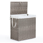 Collapsible Rattan Laundry Hamper for Laundry Room