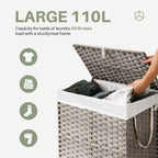 Collapsible Rattan Laundry Hamper for Laundry Room