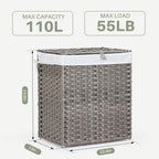 Collapsible Rattan Laundry Hamper for Laundry Room