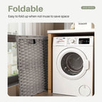 Collapsible Rattan Laundry Hamper for Laundry Room