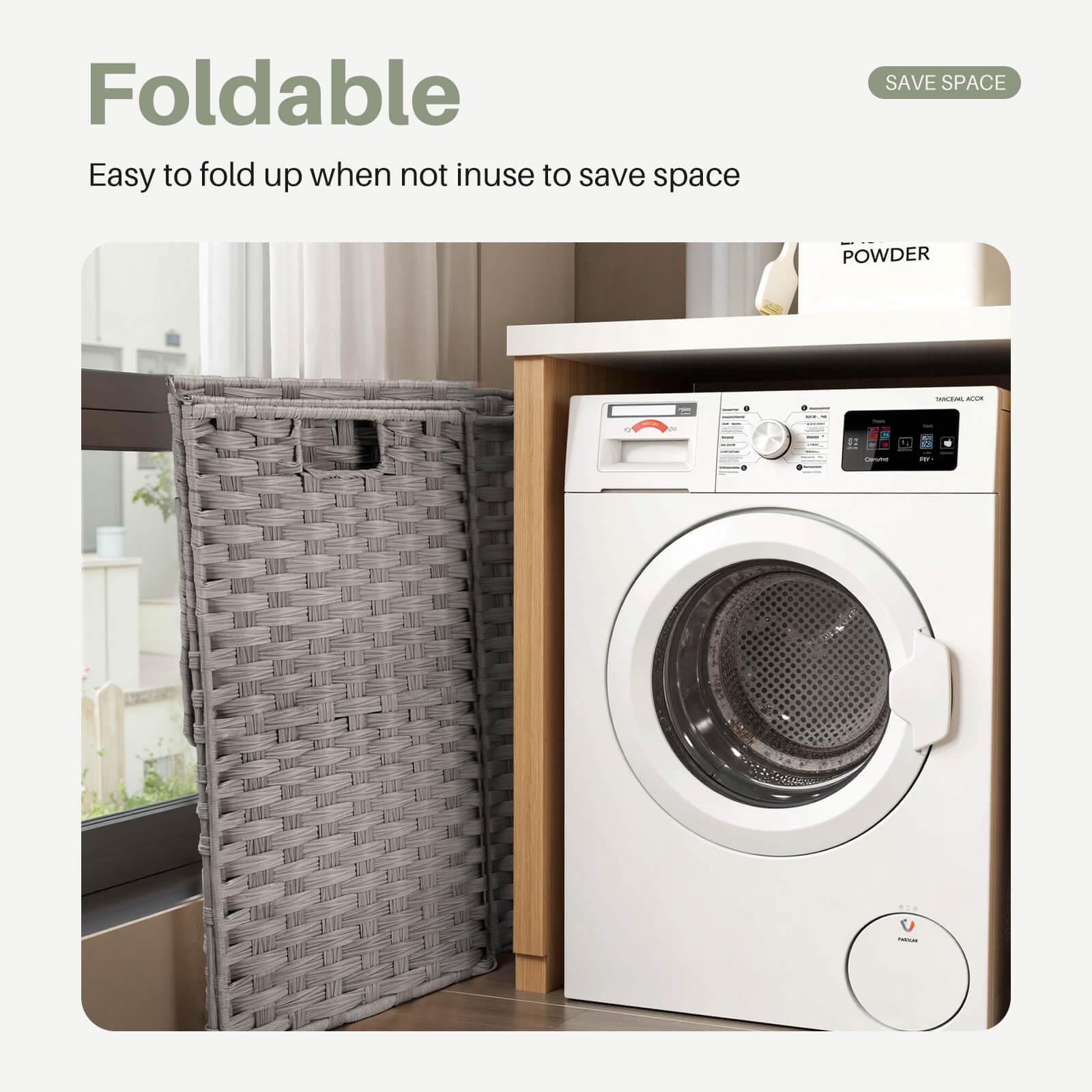 Collapsible Rattan Laundry Hamper for Laundry Room