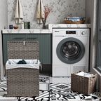 Collapsible Rattan Laundry Hamper for Laundry Room