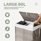 Collapsible Rattan Laundry Hamper for Laundry Room