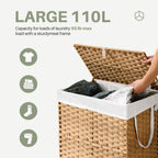 Collapsible Rattan Laundry Hamper for Laundry Room