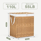 Collapsible Rattan Laundry Hamper for Laundry Room