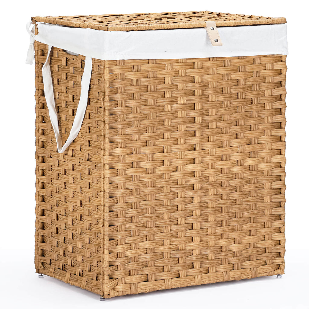 Collapsible Rattan Laundry Hamper for Laundry Room