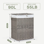 Collapsible Rattan Laundry Hamper for Laundry Room