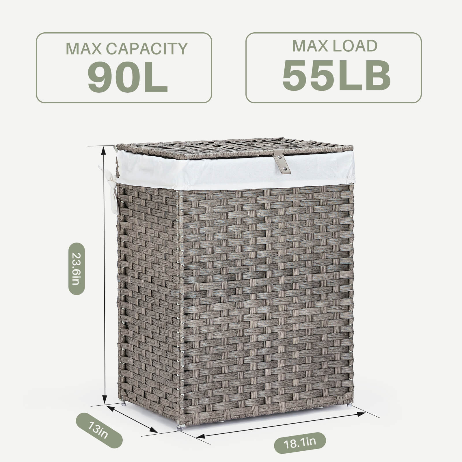 Collapsible Rattan Laundry Hamper for Laundry Room