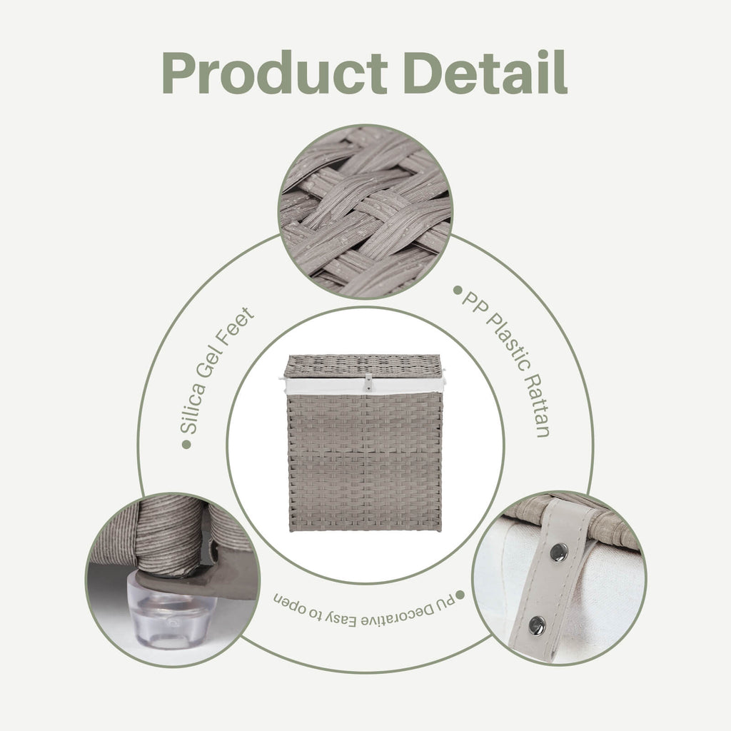 Collapsible Rattan Laundry Hamper for Laundry Room