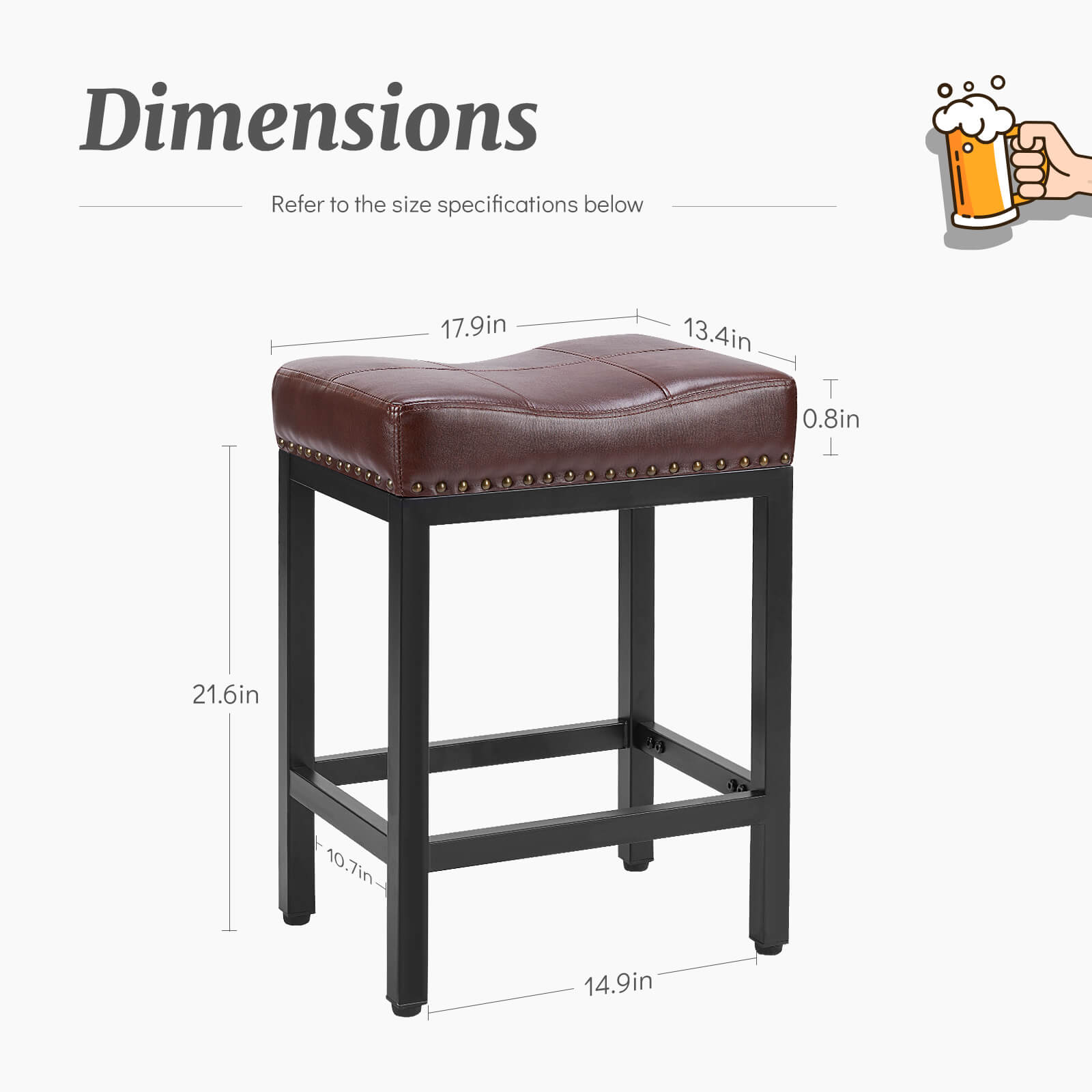 Saddle Bar Stool Soft Cushion for Dining Room